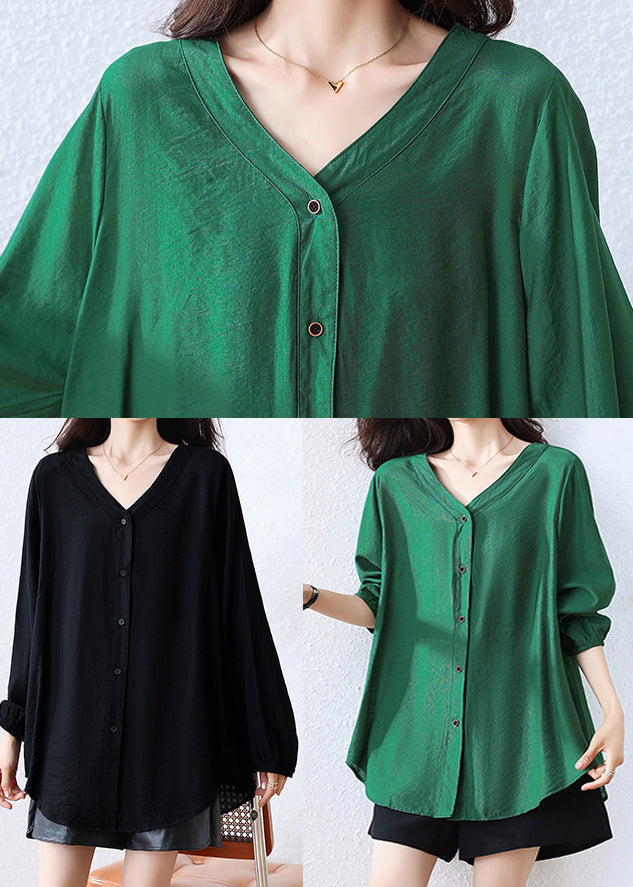 Black Oversized Cotton Blouse Top Fall