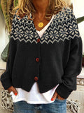 Vintage Jacquard Pattern Cozy Knit Cardigan artswardrobe
