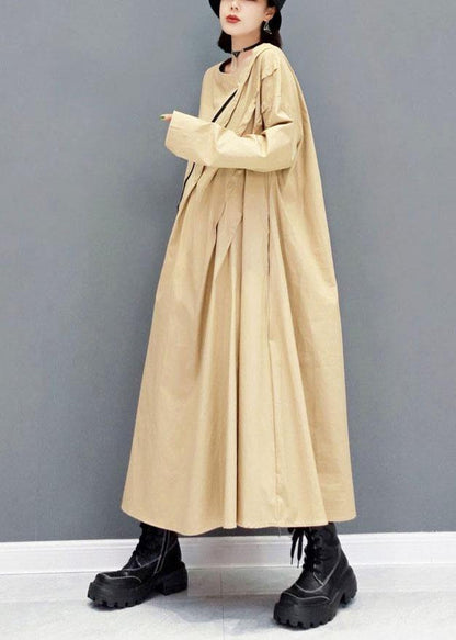 Italian Khaki Fall Long Sleeve Maxi Dresses