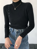 JO | MW - Elegant sweater with decorative buttons and stand-up collar