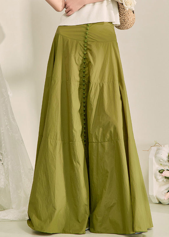 Green Patchwork High Waist a Line Skirt Fall