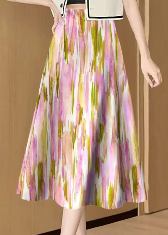 Rainbow Tie Dye Elastic Waist Cotton Skirt Summer