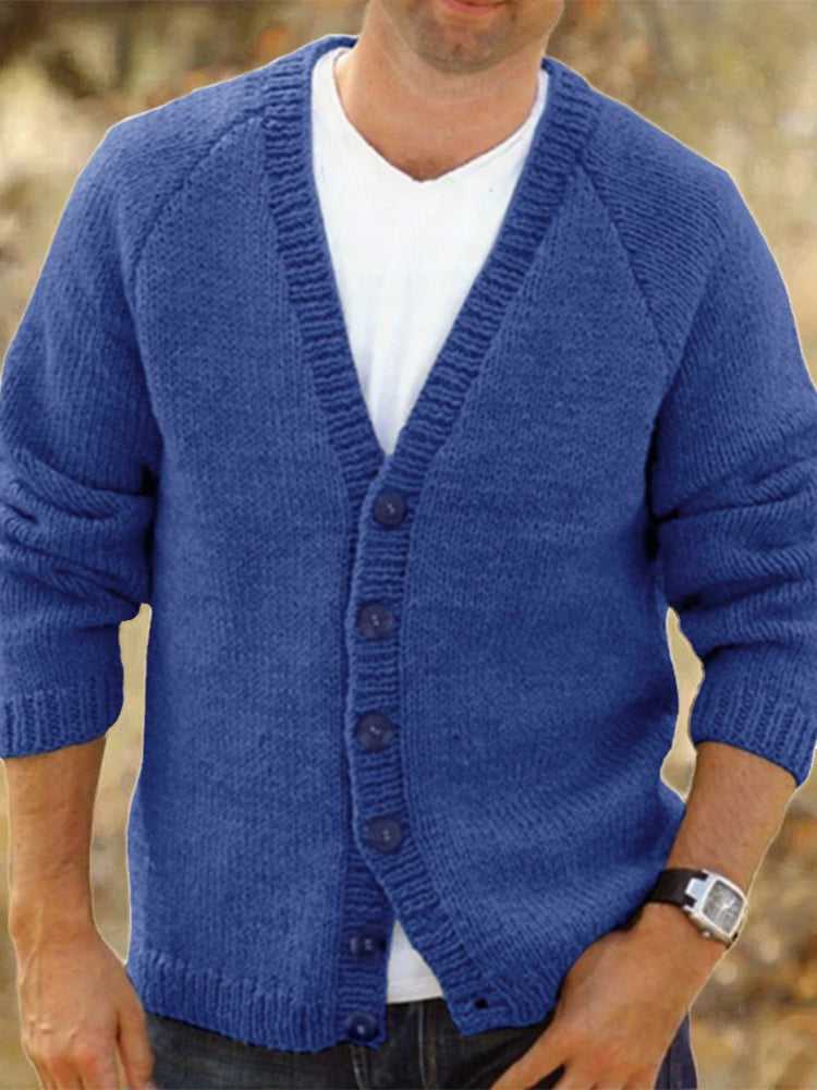 Men's Solid Color Button Cozy Sweater Cardigan artswardrobe