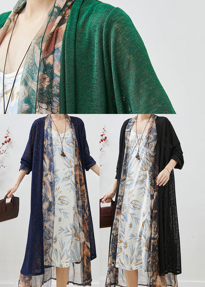 Green Oversized Patchwork Chiffon Loose Coat Fall