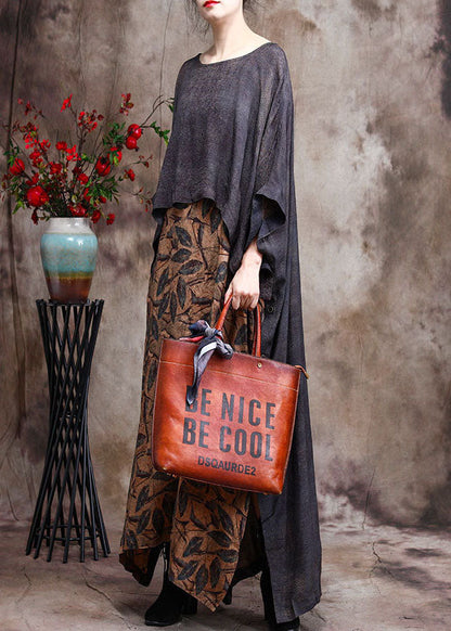 Yellow Print Patchwork Fall Long Dresses