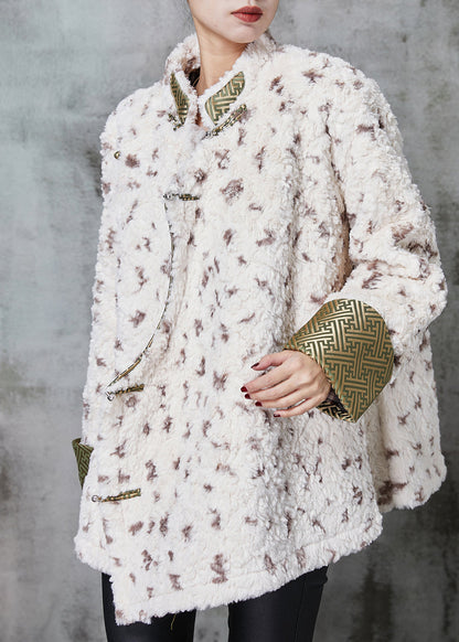Apricot Print Fine Cotton Filled Faux Fur Jacket Spring