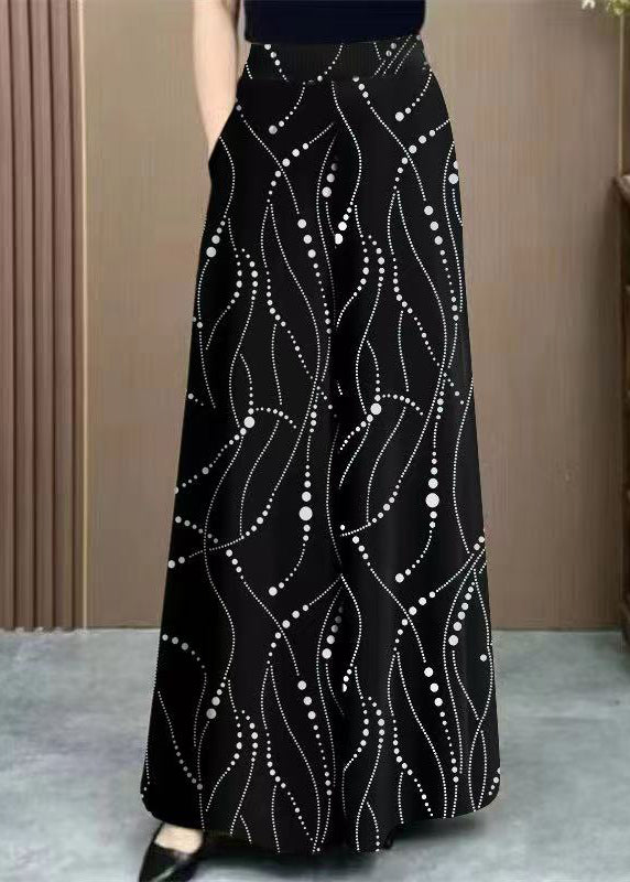 Red Print High Waist Draping Ice Silk Wide Leg Pants