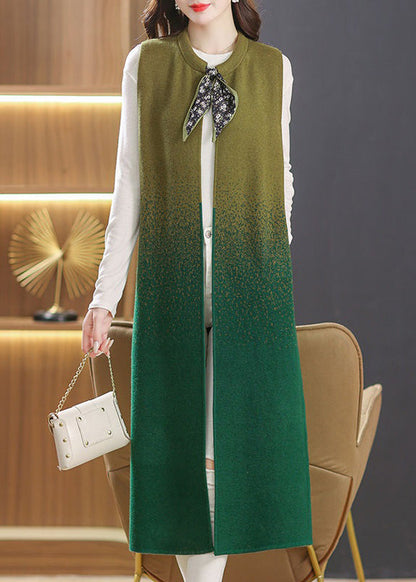 Black O Neck Pockets Lace Up Patchwork Woolen Long Waistcoat Sleeveless