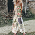 Women's Farm Floral Patchwork Linen Print Jumpsuit artswardrobe