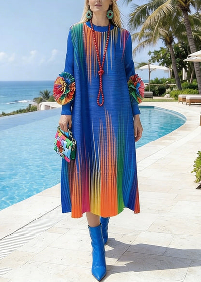 Blue Tie Dye Cotton Holiday Dresses Spring