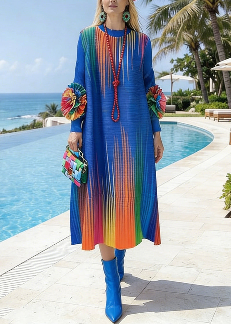 Blue Tie Dye Cotton Holiday Dresses Spring