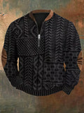 Men's Retro Christmas Print Zip Collar Sweatshirt elevenforest