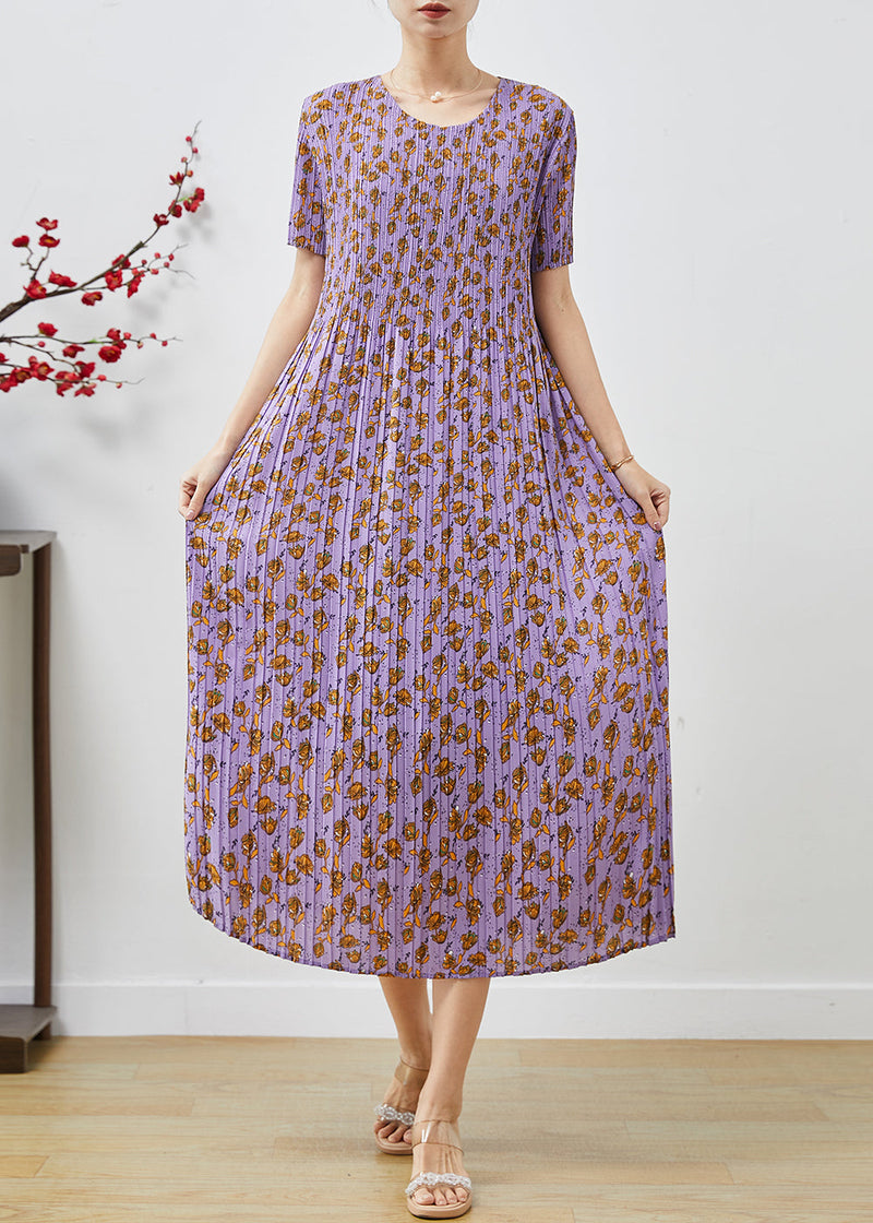 Lavender Oversized Print Chiffon Party Dress Summer