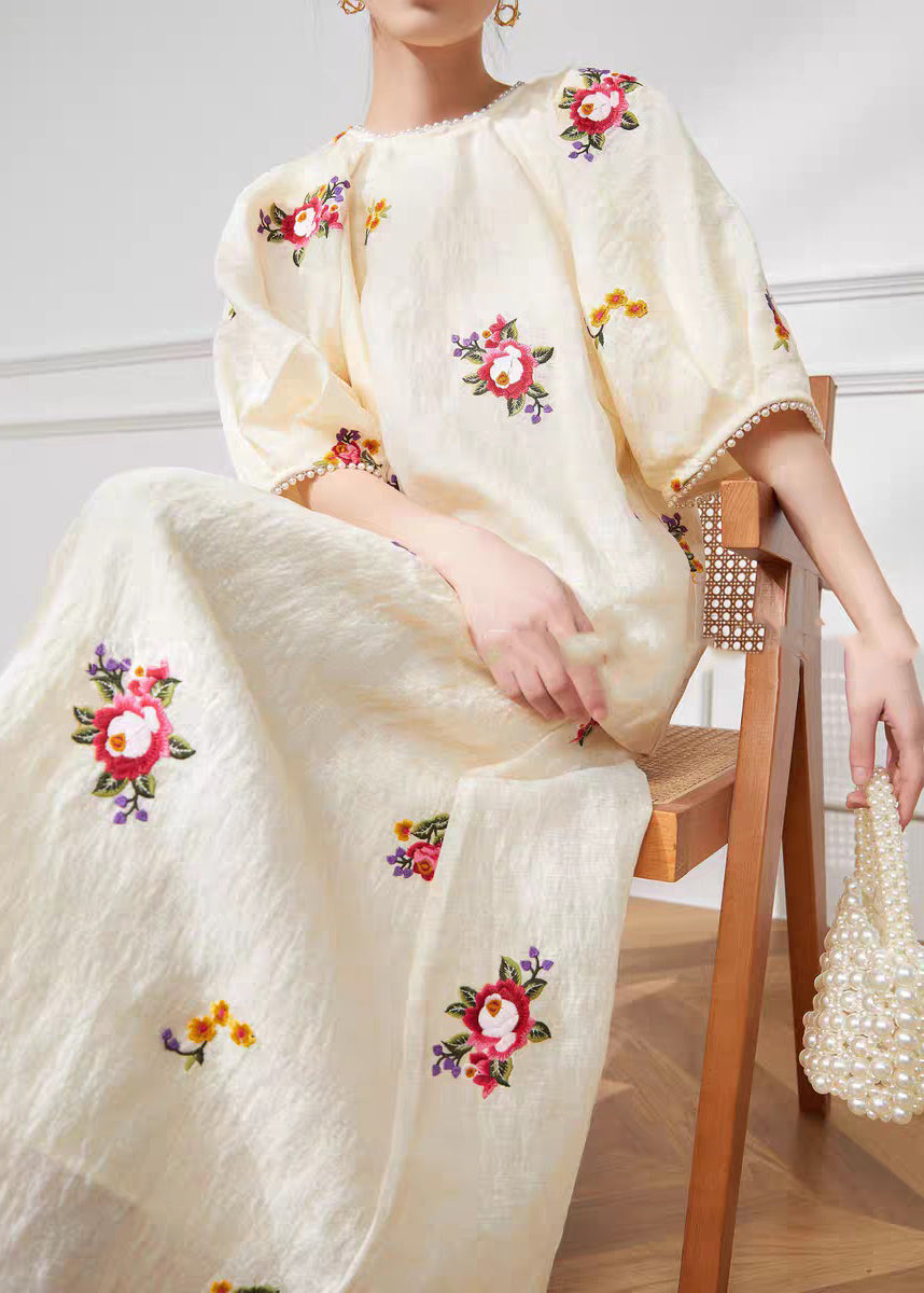 Light Yellow Print Top and Maxi Skirts Two Pieces Set Short Sleeve