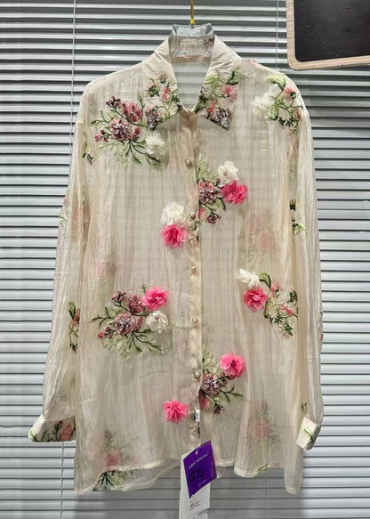 Pink Zircon Patchwork Cotton Shirts Fall