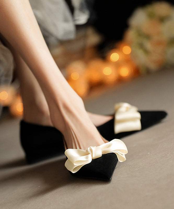 Blue Bow Classy Splicing Flat Shoes for Pointed Toe
