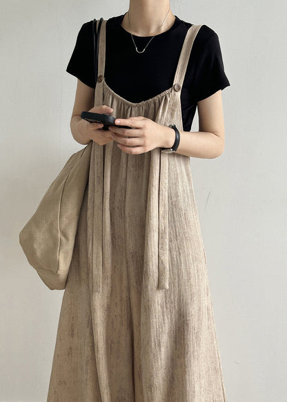 Light Khaki Pockets Jumpsuits Summer