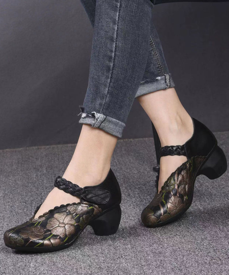 Red Embossed Buckle Strap Splicing Chunky