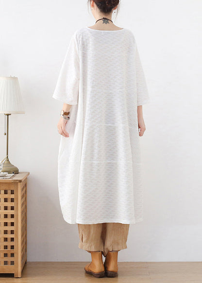 White Asymmetrical Design Top Three Quarter Sleeve