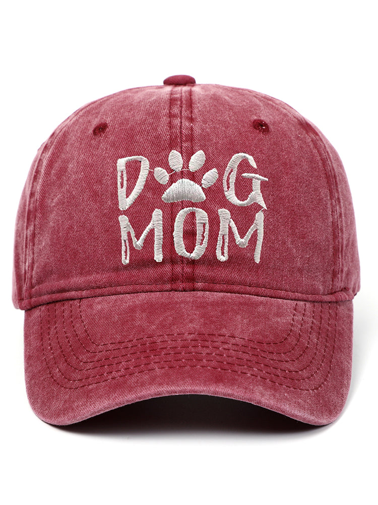 Comstylish Dog Mom Embroidered Washed Track Cap