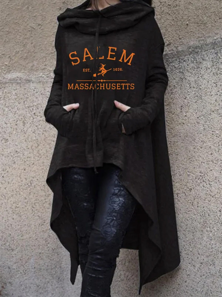 Comstylish Women's Salem Massachusetts Printed Irregular Long Sleeve Sweatshirt