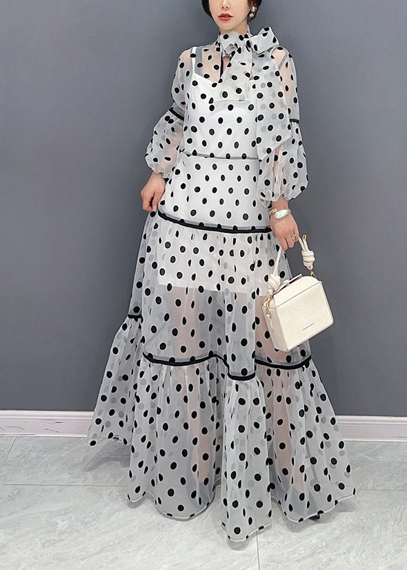 Rose Bow Wrinkled Patchwork Tulle Dress 2 Piece Outfit Fall