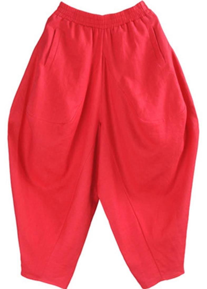 White Loose Cotton Linen Radish Trousers Summer Pants