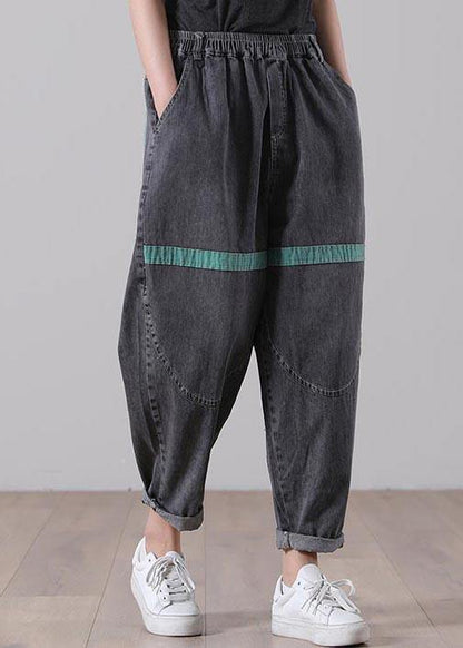 Black Patchwork Jeans Summer Cotton