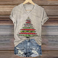 Women's Art Christmas Tree Print Casual T-Shirt elevenforest