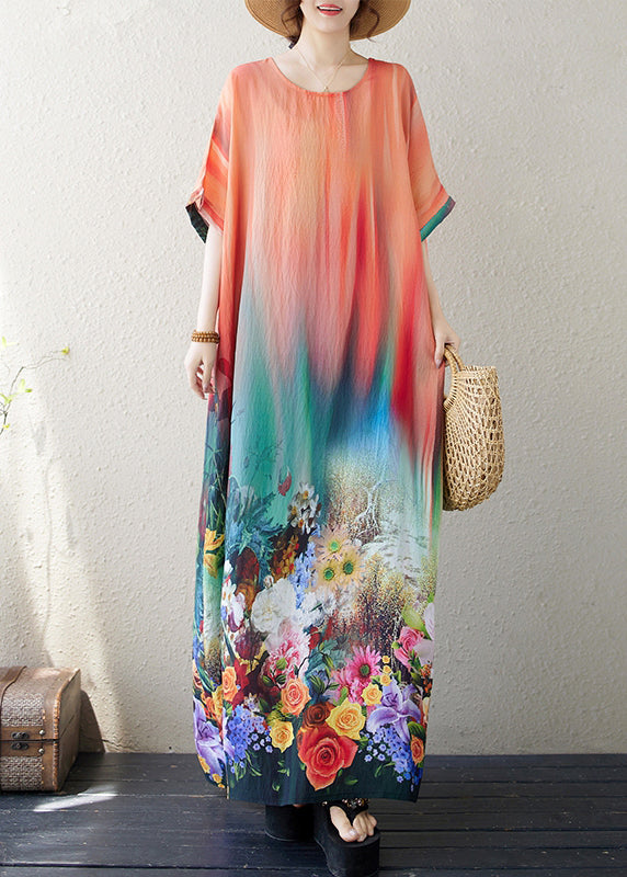 Handmade Red Oversized Cotton Maxi Dresses Summer