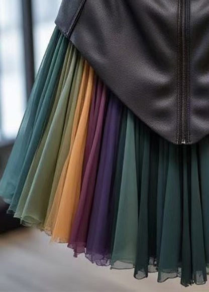 Rainbow Original Design High Waist Tulle Patchwork Skirts Spring