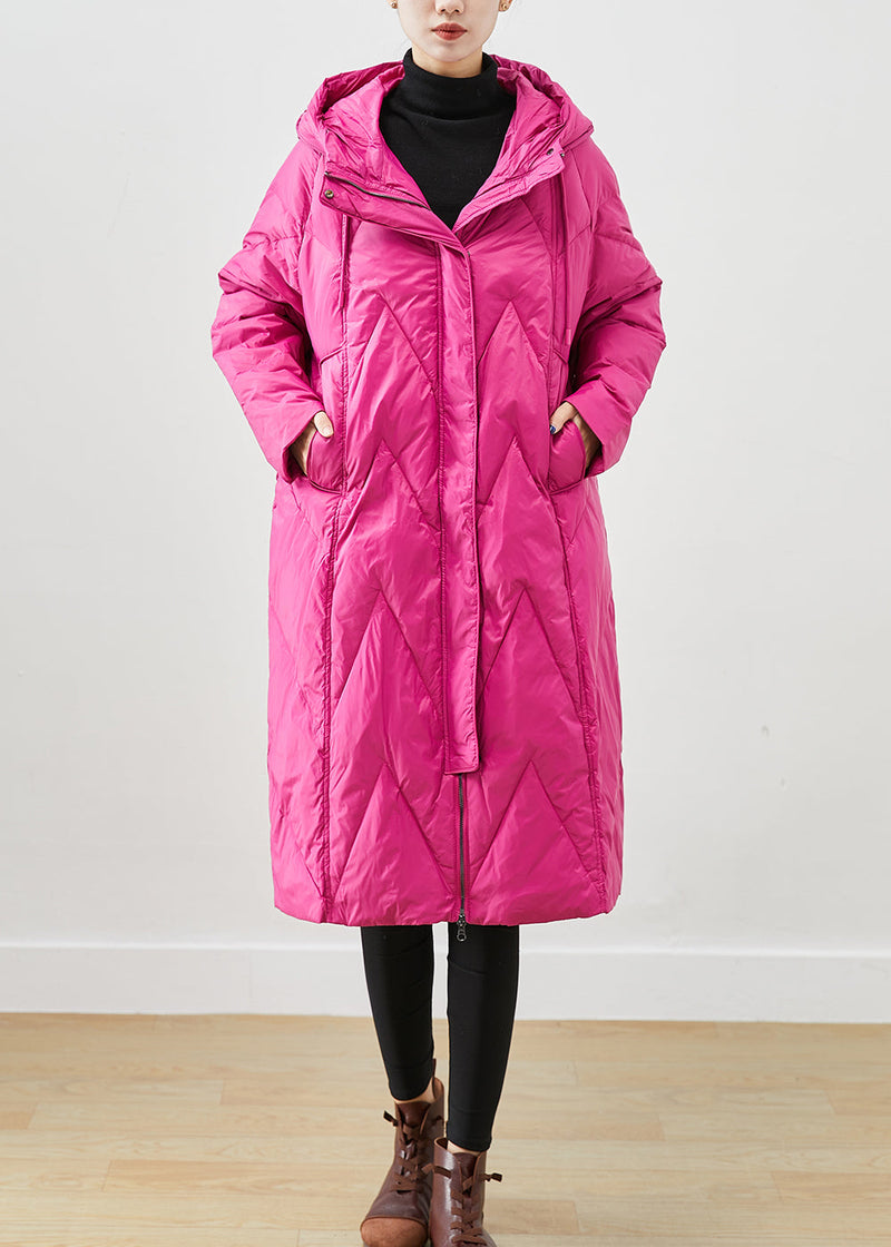 Rose Hooded Pockets Fine Cotton Filled Puffer Jacket Winter