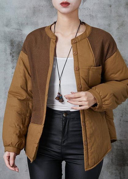 Khaki Patchwork Thick Fine Cotton Filled Witner Coats