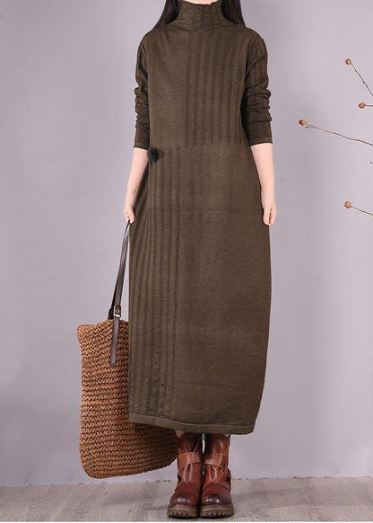 Vivid High Neck Spring Clothes Photography Chocolate Dress