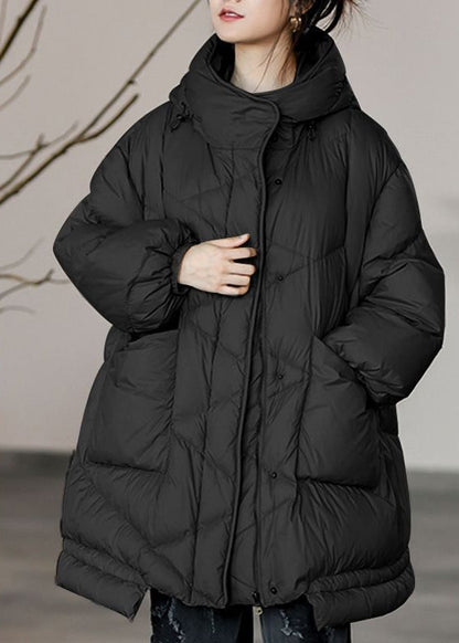 Khaki Oversized Pockets Duck Down Puffer Jacket Winter