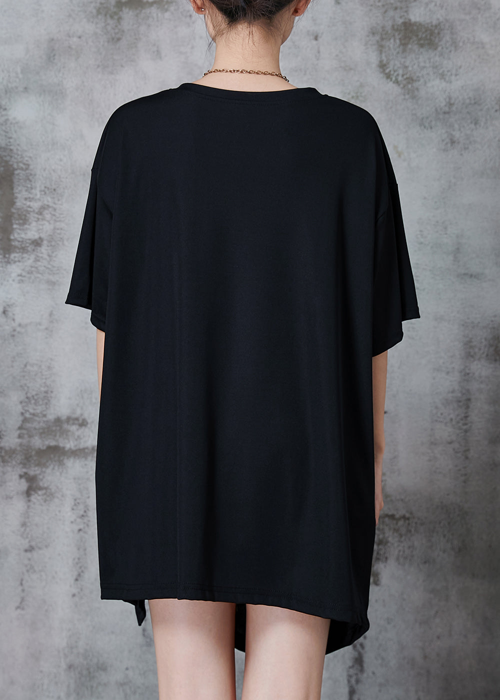 Black Asymmetrical Wrinkled Cotton Tank Summer
