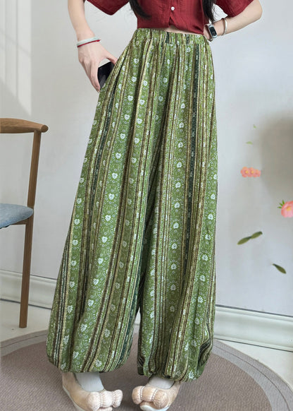 Red Tasseled Print Cotton Lantern Pants Fall