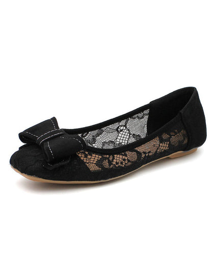 Black Bow Tulle Splicing Embroider Flower Sandals