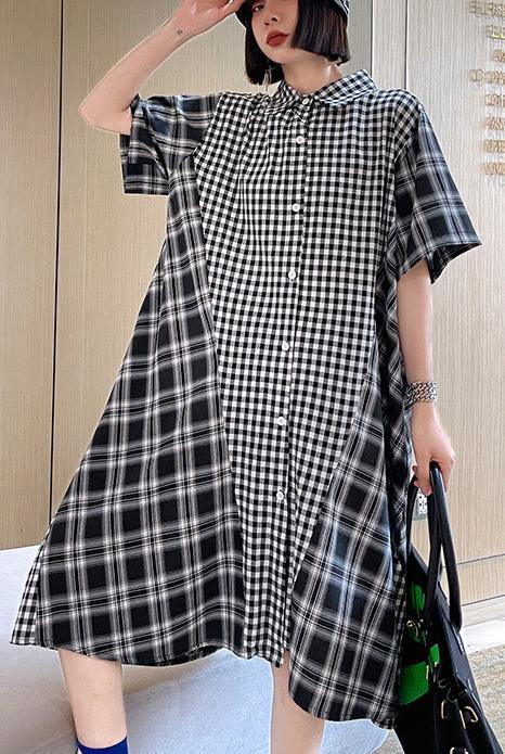 Plaid Patchwork Cotton Summer Maxi Dresses