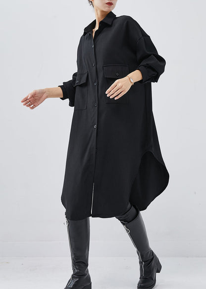 Black Oversized Cotton Holiday Dress Spring