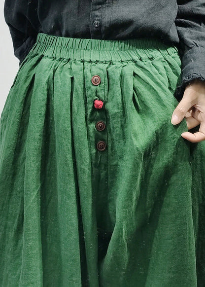 Loose Black Elastic Waist Linen Harem Pants Spring