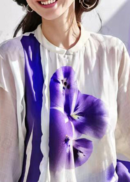 Beige O-neck Print Patchwork Shirt Fall