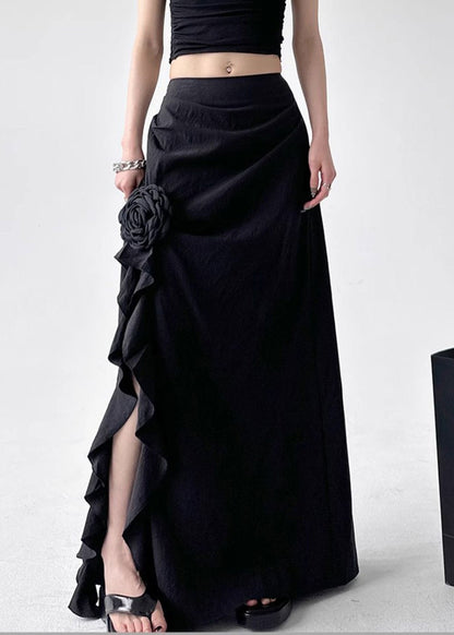 White Side Open High Waist Cotton Skirts Fall