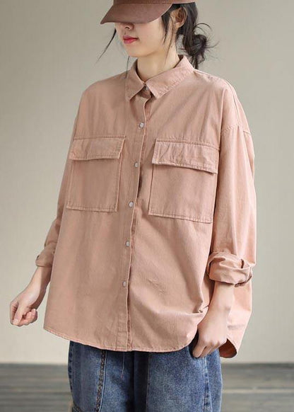 Lapel Pockets Spring Top Silhouette Wardrobes Pink Shirts