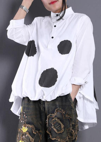 Asymmetric Clothes Christmas Gifts Black Dotted Blouse