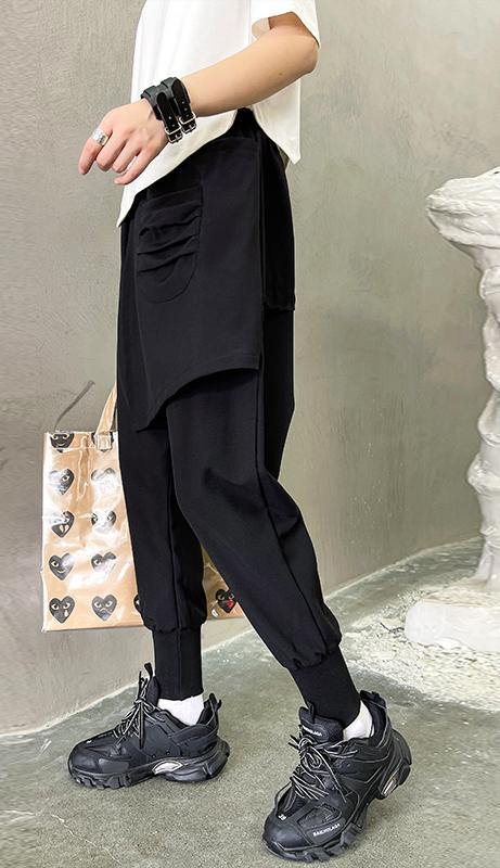 Asymmetrical Design Harem Harem Cotton Pants