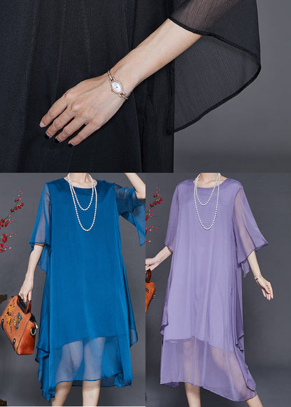 Peacock Blue Oversized Chiffon Long Dress Summer