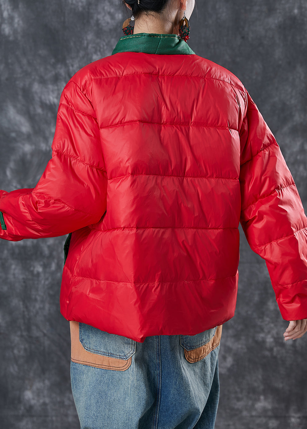 Chinese Style Red Patchwork Fine Cotton Filled Witner Coats