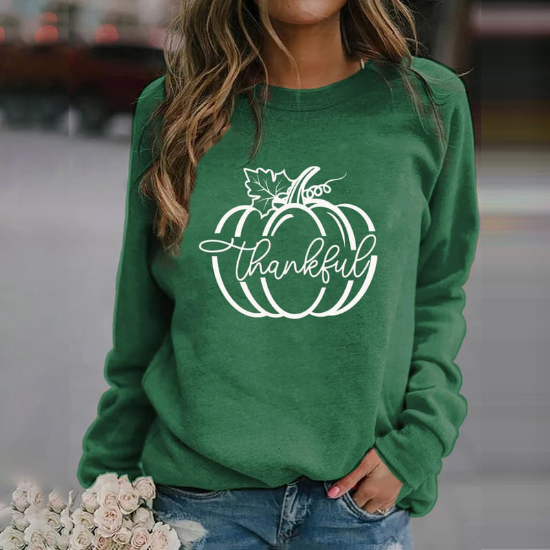 Women's Thanksgiving Thanksgiving Pumpkin Print Sweatshirt artswardrobe