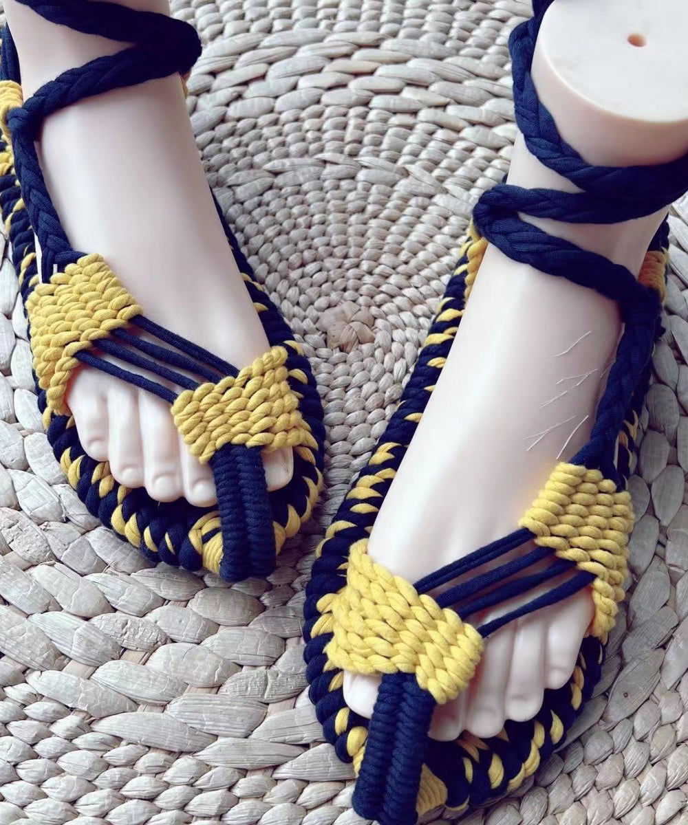 Handmade Knit Fabric Hollow Out Walking Sandals Soofairy Shoes-20251